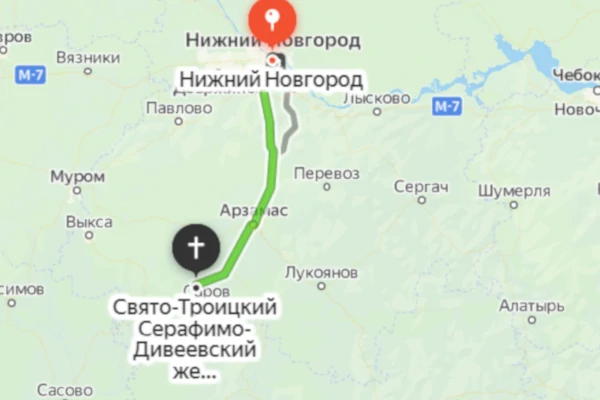 карта маршрута нижний новгород дивеево